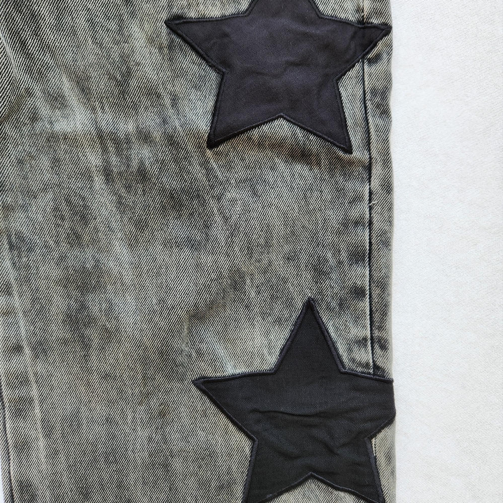Hot Topic Black Star Grommet Wide Leg Denim Pants Jeans Grunge Goth Punk Size 7 - Picture 9 of 17